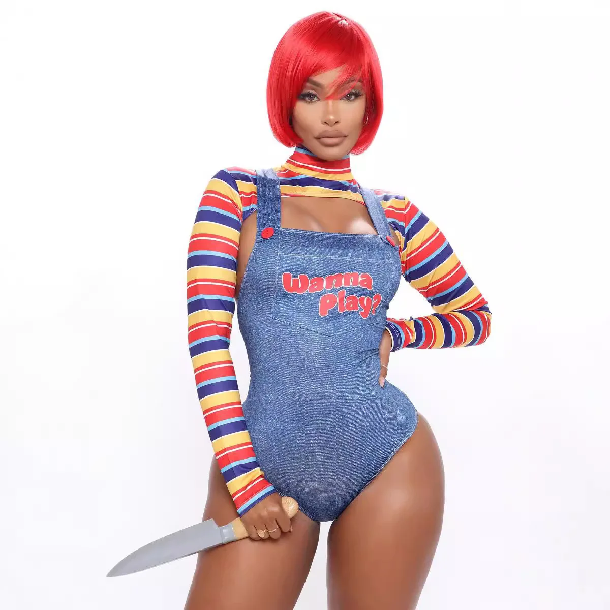 Disfraces de Halloween para mujer, pesadilla aterradora, Cos Killer Wanna Play, traje de personaje de película, disfraz de Chucky, conjunto de Halloween 7 vendido