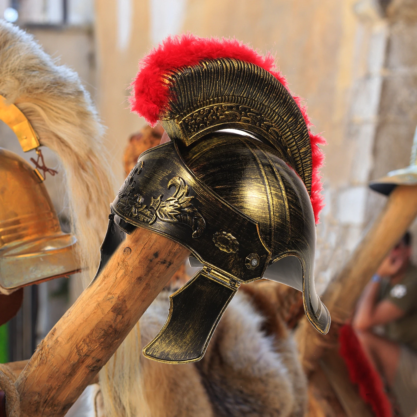 Alter römischer Hut, goldenes Herren-Kostümzubehör, Gladiator-Helm für Halloween, Karneval, Bühnenspiel