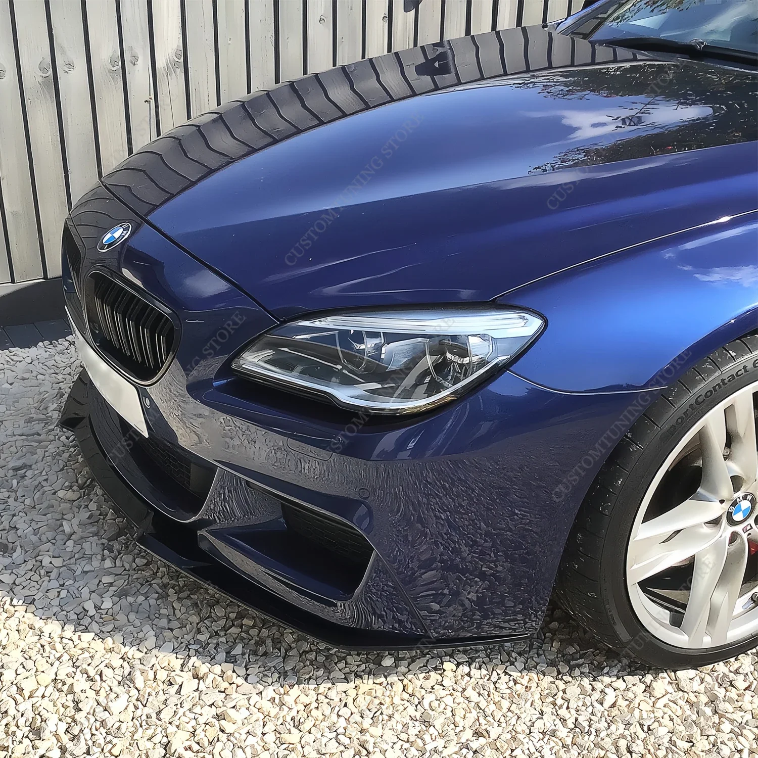 3Pcs 광택 블랙 CS 스타일 앞 범퍼 립 스플리터 BMW 6 시리즈 F06 F12 F13 640i 650i 640d M 스포츠 2012-2018 튜닝 바디 키트 썸네일 2