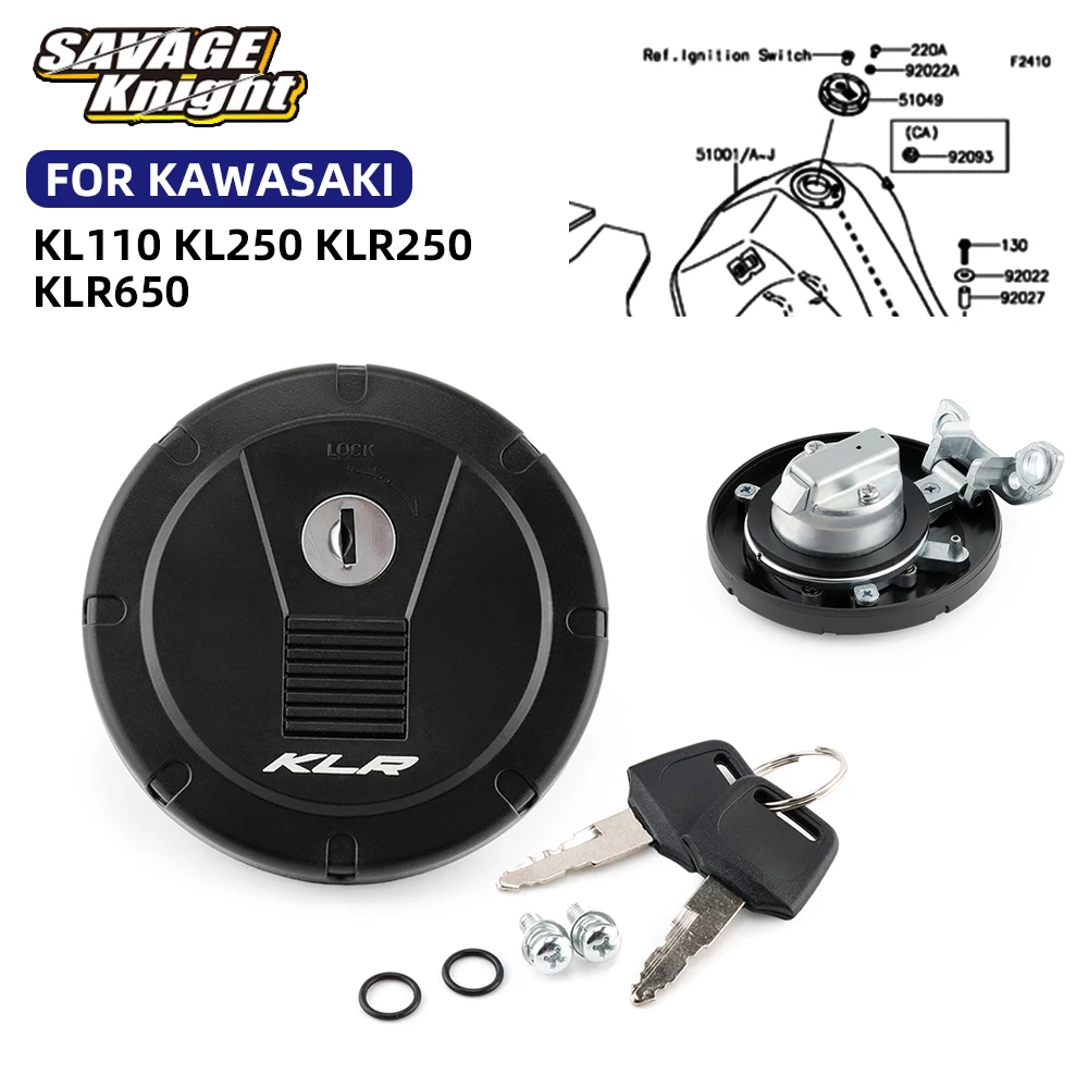 

Black Motorcycle Fuel Tank Cap with Key Lock For Kawasaki KLR250 KLR650 KLR 250 650 KL110 KL250 KL 110 250 KSR Super Sherpa