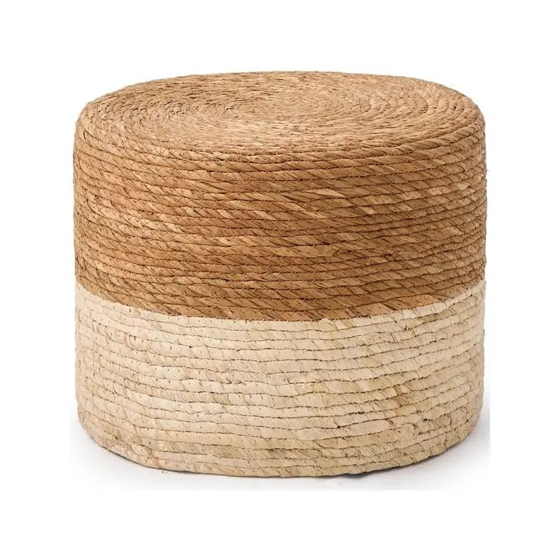 Natural Seagrass Foot Stool Ottoman for Home Decor and Seating - Handmade Woven Design