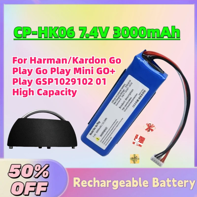 

Fast Shipping CP-HK06 7.4V 3000mAh Speaker Battery for Harman/Kardon Go Play Go Play Mini GO+ Play GSP1029102 01 High Capacity