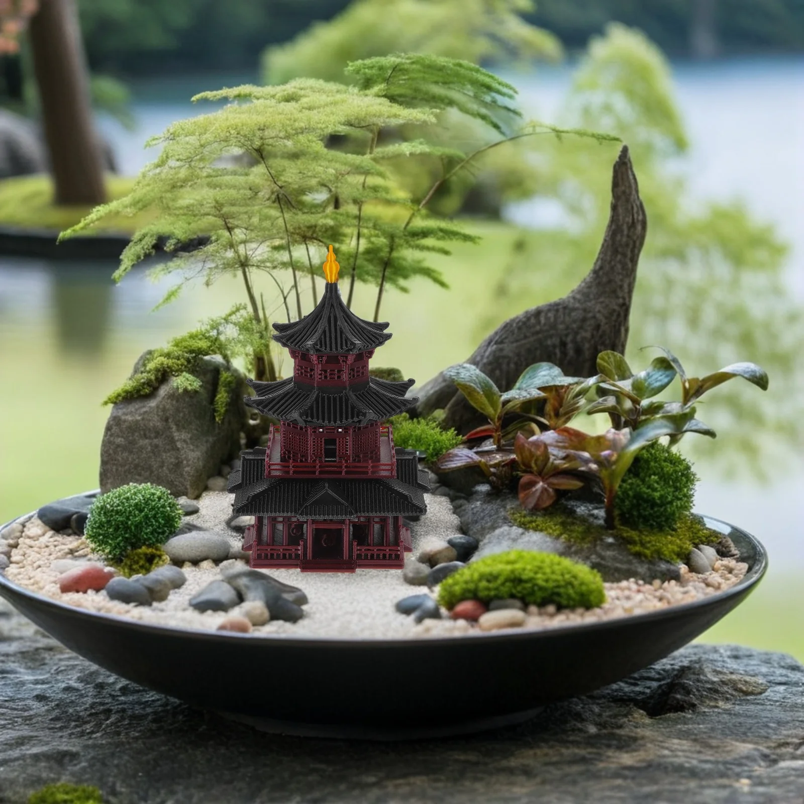 

Elegant Miniature Pagoda Sculpture Asian Garden Decor for Zen Meditation Area Aquarium Fairy Garden Micro Landscape Home Office