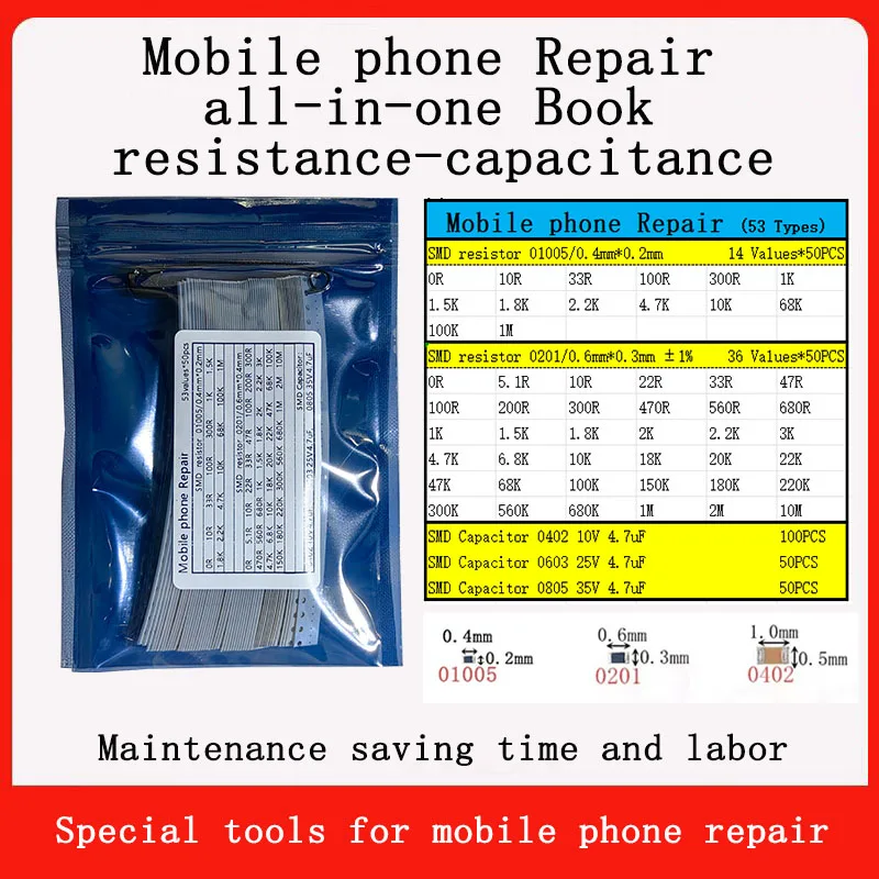 01005 resistor 0201 mobile phone repair, resistors capacitors, super small 0R 10R 33R 100R 300R 1K 1.K 1.5K 1.8K 2.2K 4.7K 10K