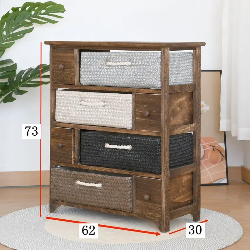 طاولة بجانب السرير بسيطة من الخشب الصلب، طاولة بجانب السرير لغرفة النوم البسيطة، خزانة تخزين قديمة، خزانة دلو، خزانة من الخيزران الرعوي