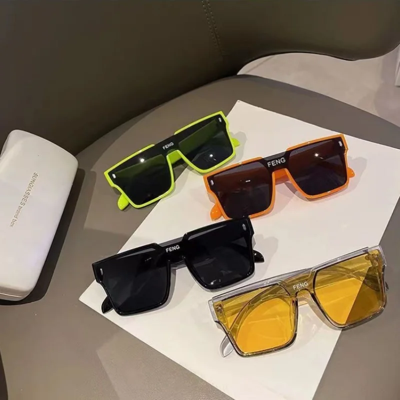2pcs Sunglasses Internet Celebrity Same Style Men's and Women's Large Frame Sunglasses Anti UV Fashion Trendy Glasses