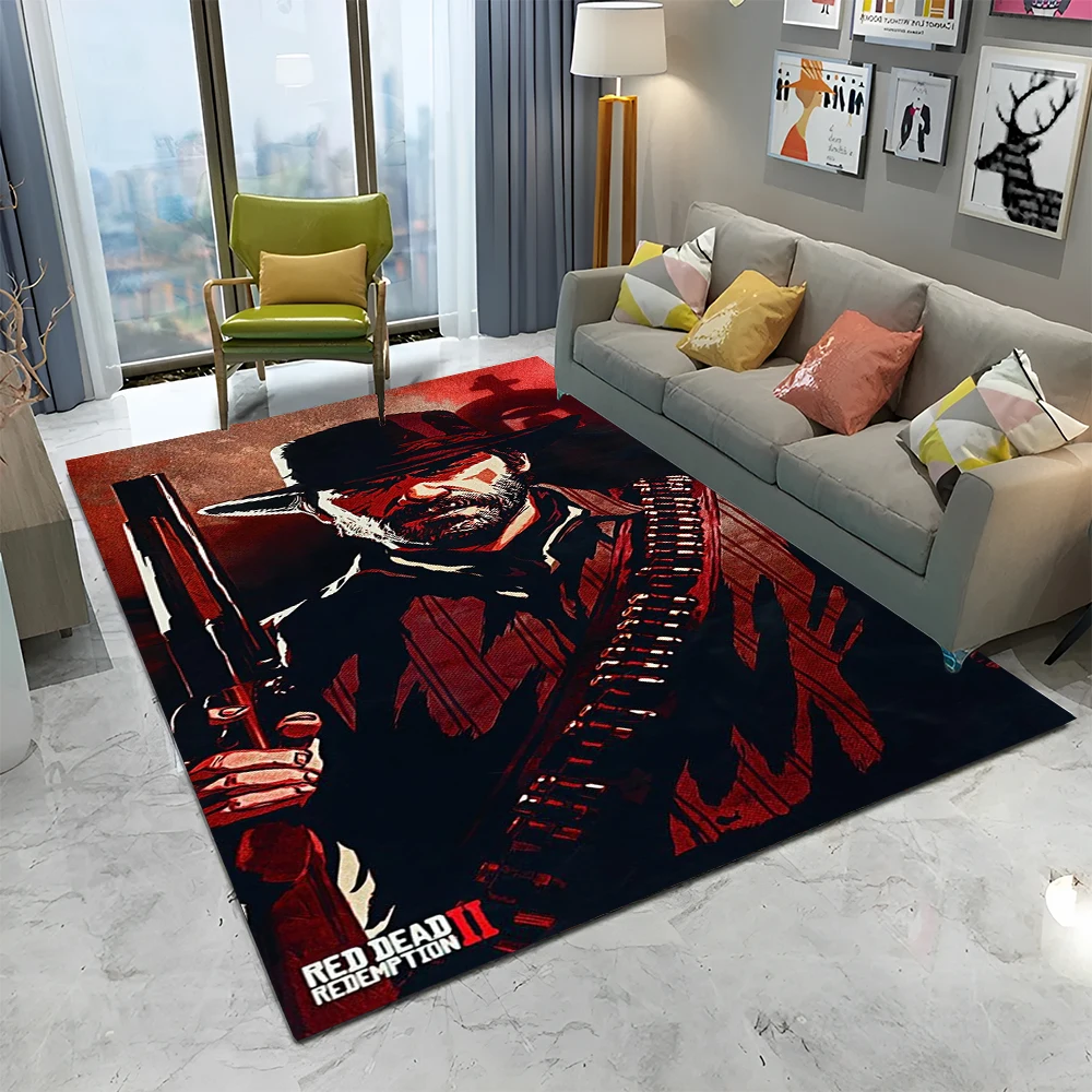 Red Dead Revolver Game Gamer Cartoon Carpet Rug for Home Living Room Bedroom Sofa Doormat Decor,kids Area Rug Non-slip Floor Mat