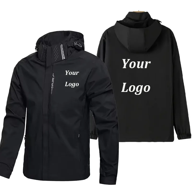

Men's Women's Outdoor Sports Windproof Jacket with Waterproof Spring/Autumn Hiking Coat with Hood Raincoa Customized logo