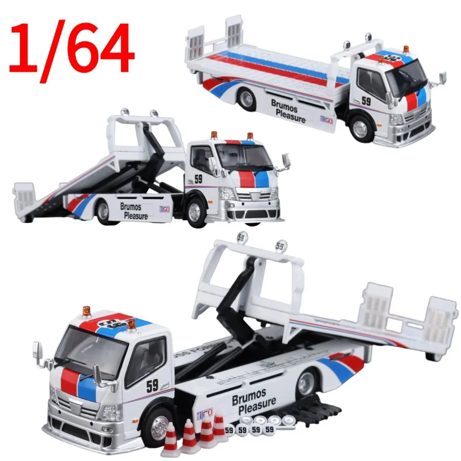 KiTGO Diecast 1:64 Hino 300 Camión de Remolque The Brumos Carrier, Modelo de Coche de Aleación, Vehículos de Juguete Hino, Coches de Colección, Juguetes, Regalo