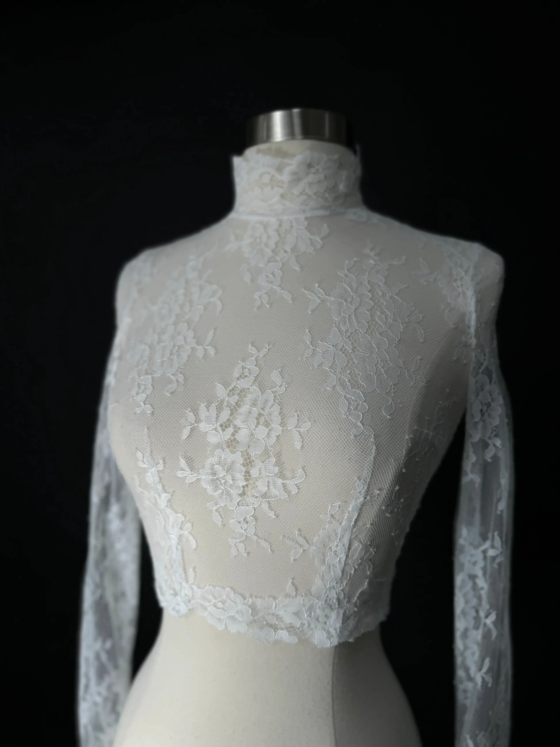 Lace Wedding Boleros Long Sleeves Bride Jacket High Neckline Formal Party Bridal Shrugs Women Capes Wraps Accessory image 6