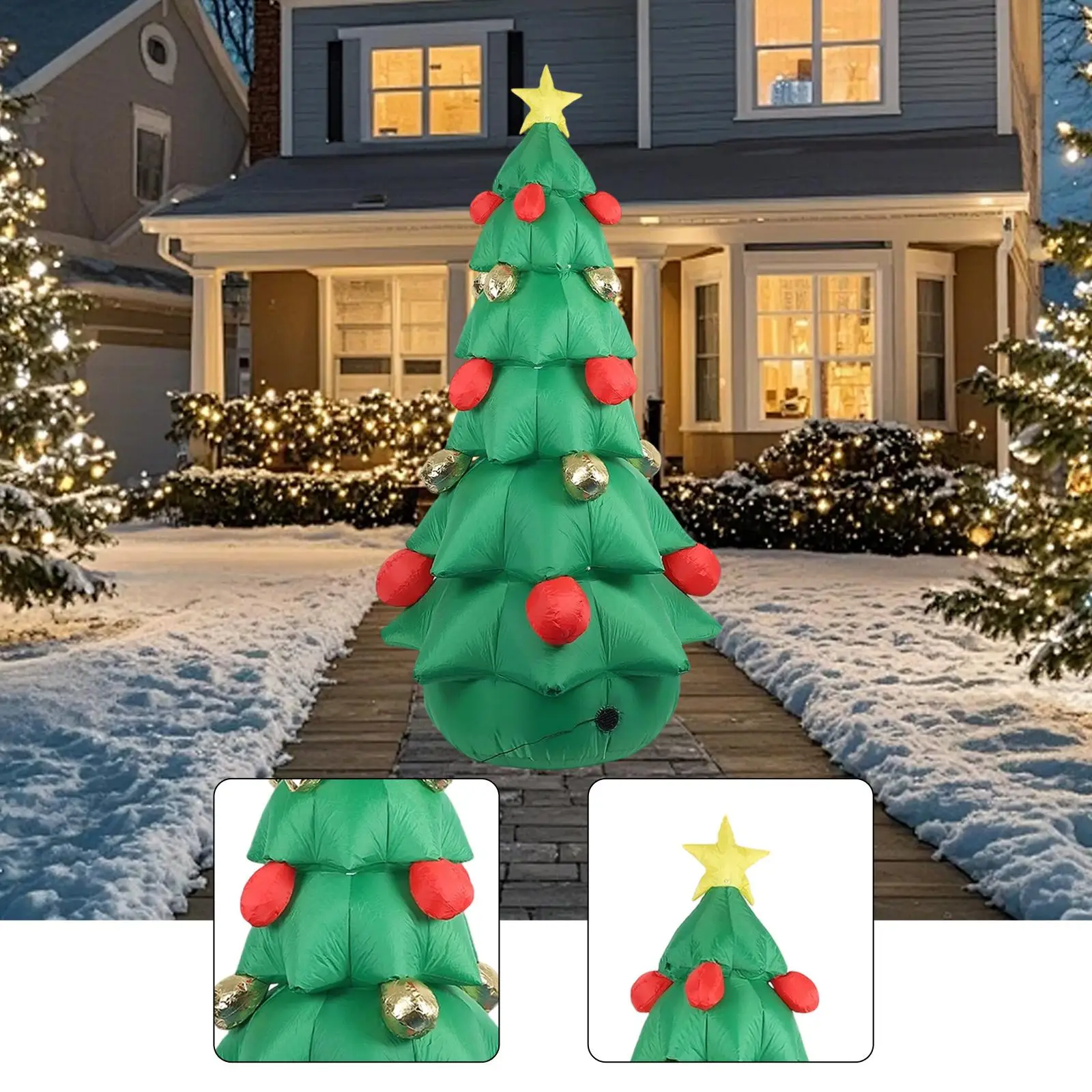 7.87 ft Inflatable Christmas Tree Light up Xmas Tree Cute Inflatable Statue with Light for Outside Backyard Garden Lawn Decor