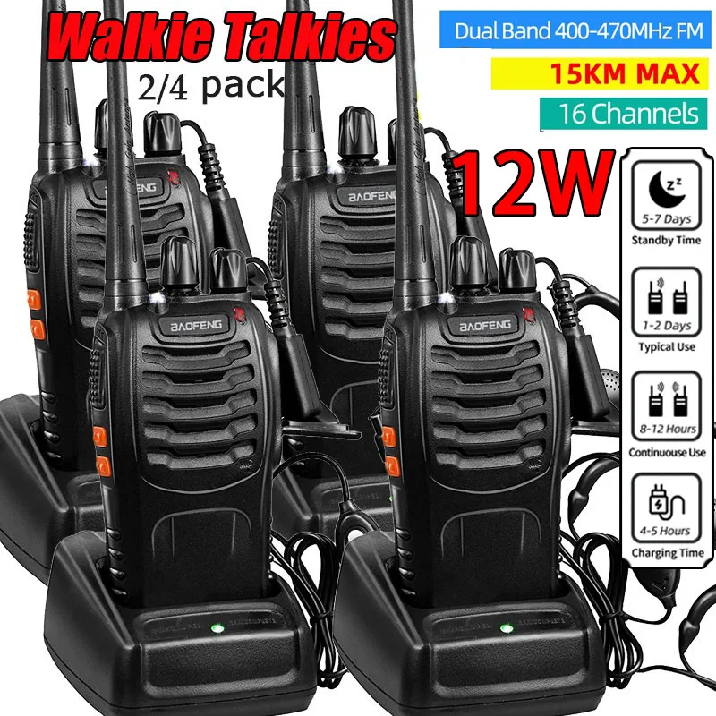 2023 originale 5/12W 2/4 pz Baofeng BF-888S Walkie Talkie UHF 400-470MHz BF 888S economici radio prosciutto bidirezionale ricetrasmettitore spina USB