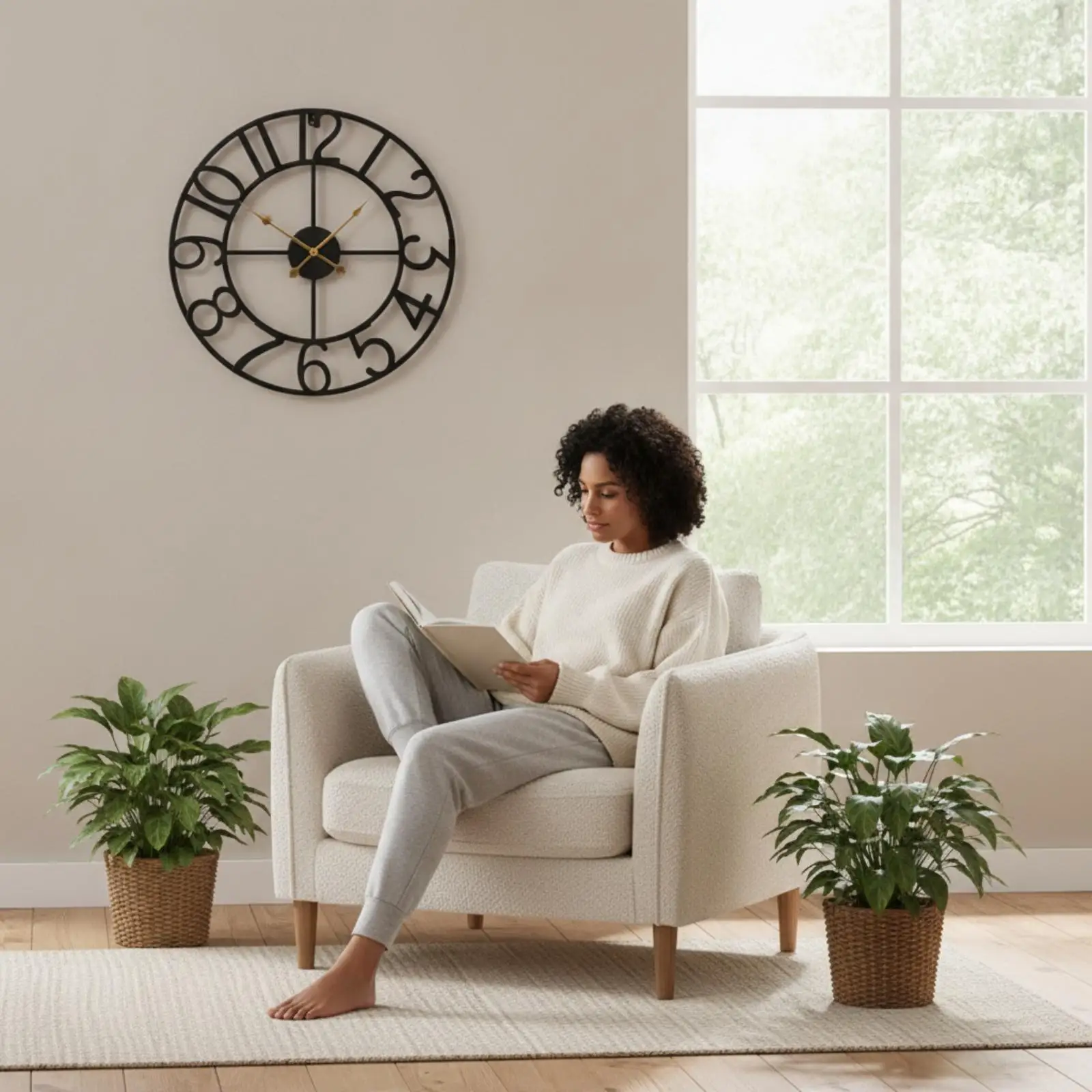 Quiet Mechanism Wall Clock Minimalist Iron Openwork Decorative Timepiece for Office and Study Wall
