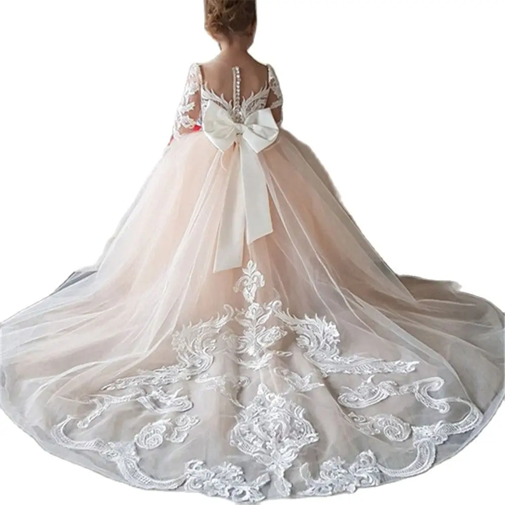 Blume Mädchen Kleider Für Hochzeiten Tüll Prinzessin Spitze Heilige Erste Kommunion Kleider Party Pageant Kleid Für Mädchen