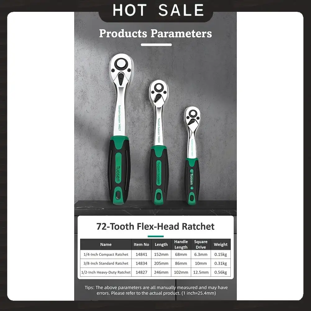 

24-Hour Delivery TUOSEN Multi-Function Hand Tool 72-Tooth Quick Release Ratchet Wrench For Auto Repair& Maintenance