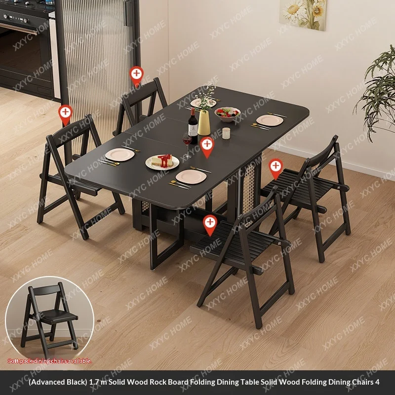 SLSintered Stone Wood Extendable Dining Table Storage Home Table Simple Sturdy Living Room Furniture