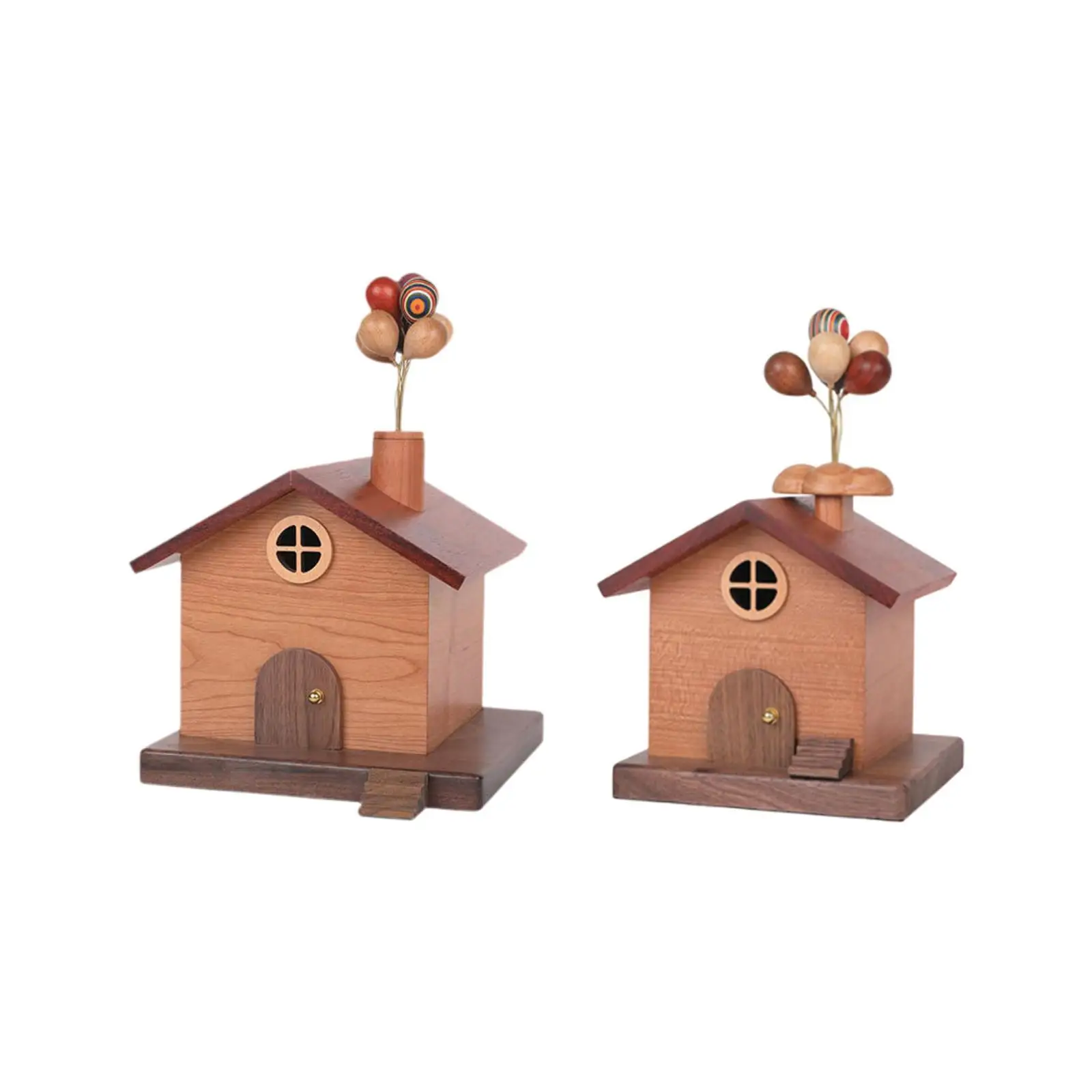 Wooden House Money Bank Handicraft Room Decor Piggy Banks Collectible Statue for Desktop Study Room Studio Living Room Bedroom