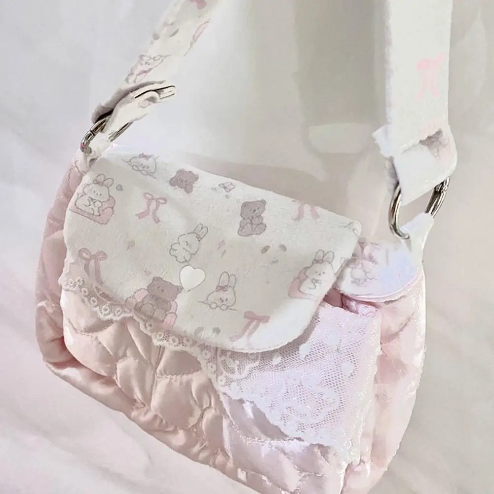 Kawaii Niedliche Bären-Schultertasche, Herz-Stepp-Handtasche, 3-lagiger Spitzen-Aufbewahrungsbeutel für Frauen und Mädchen, Handtasche im koreanischen Stil – Detail 11