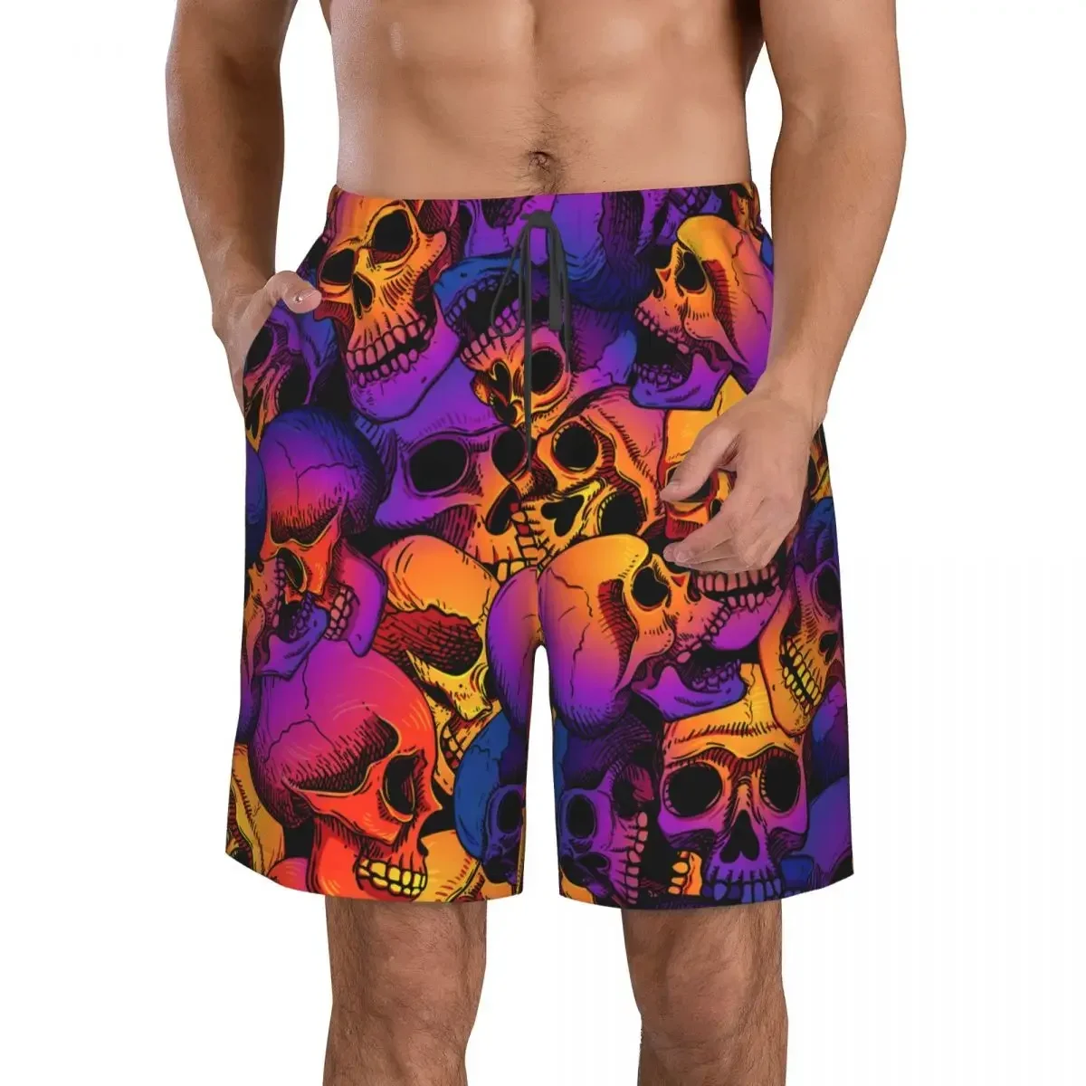 Swimwear Mens Swim Shorts Beach Swimming Trunks For Man Bright Skulls Swimsuit Surf Board Bathing Suit