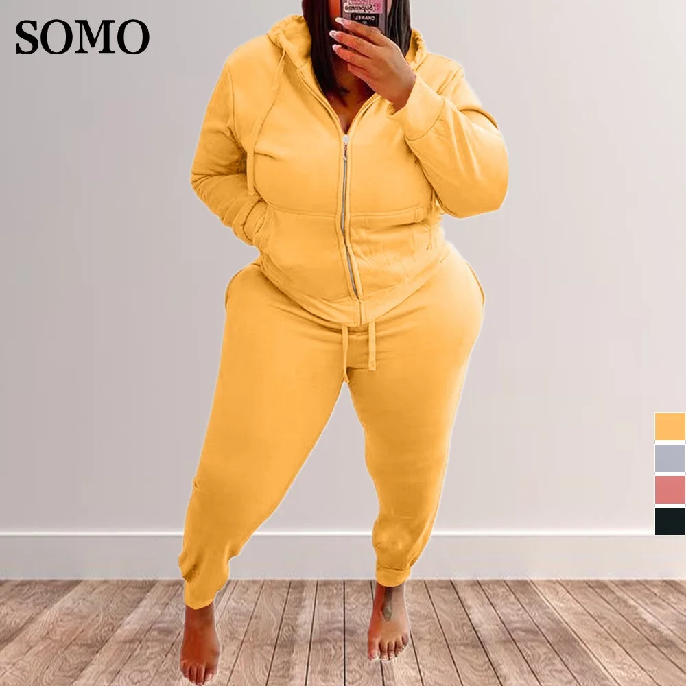 2022 Winter Clothes for Women Plus Size Two Piece Sets Hooded Sweather and Long Pants Causal Tracksuit Wholesale Dropshipping