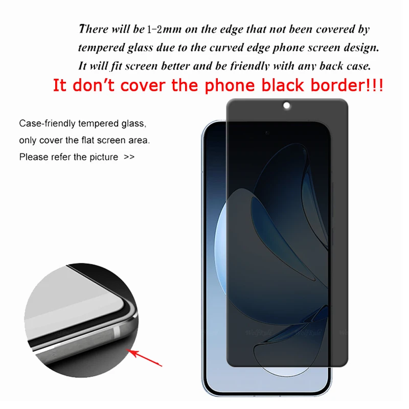 1/2/3/4Pcs For OPPO Reno 13 Glass OPPO Reno 13 Tempered Glass Protective 9H HD Privacy Anti-Spy Screen Protector Reno 13 Global
