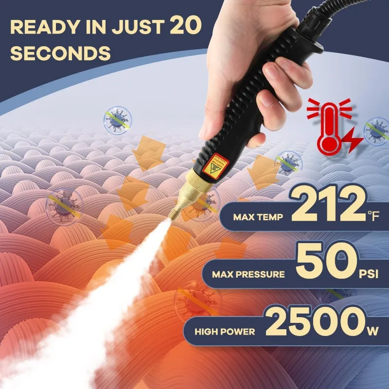 High Pressure Steam Cleaner, 2500W Portable High Temp Bathroom Power Steamer Cleaning Machine Steam Humidity Adjusta