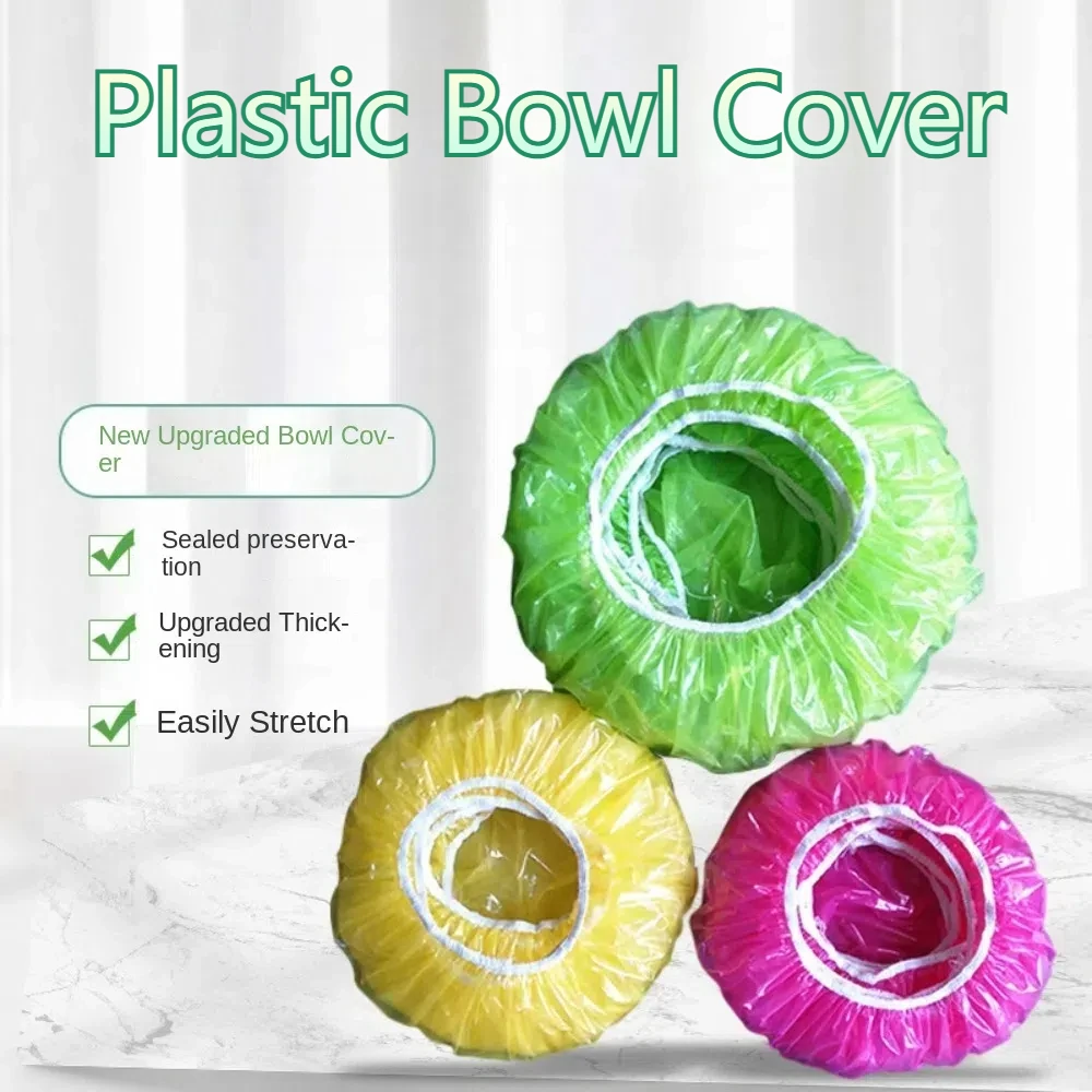 60/90pcs Portable Plastic Bowl Covers 3/5 Sizes Dust-proof Proofing Cover Elastic Reusable Food Preservation Lids for Outdoor