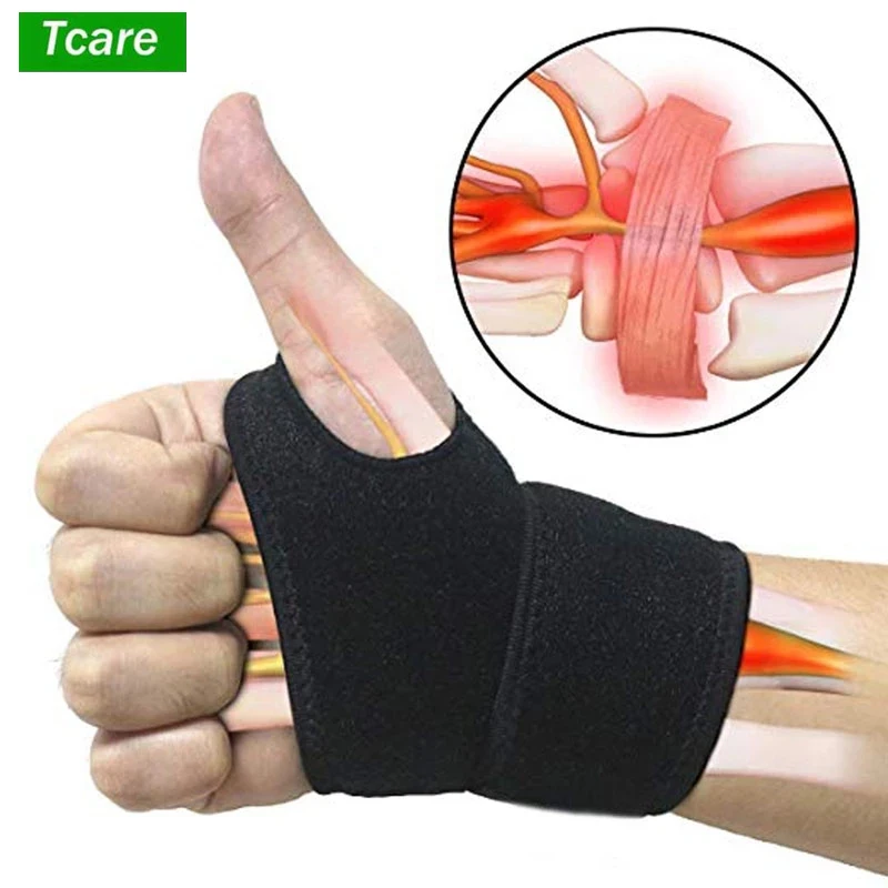 

Tcare 1 Piece Unisex Reversible Sports Wrist Brace Thumb Stabilizer Adjustable Wrist Support Wrap for Basketball Weightlifting