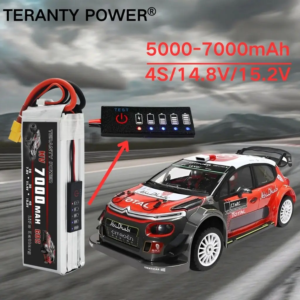 Teranty mjx hyper go 7303 4slithium bateria 14.8v/15.2v 60c 5000-7000mah bateria com carregador peças de automóvel 1/7 rc peças de corrida