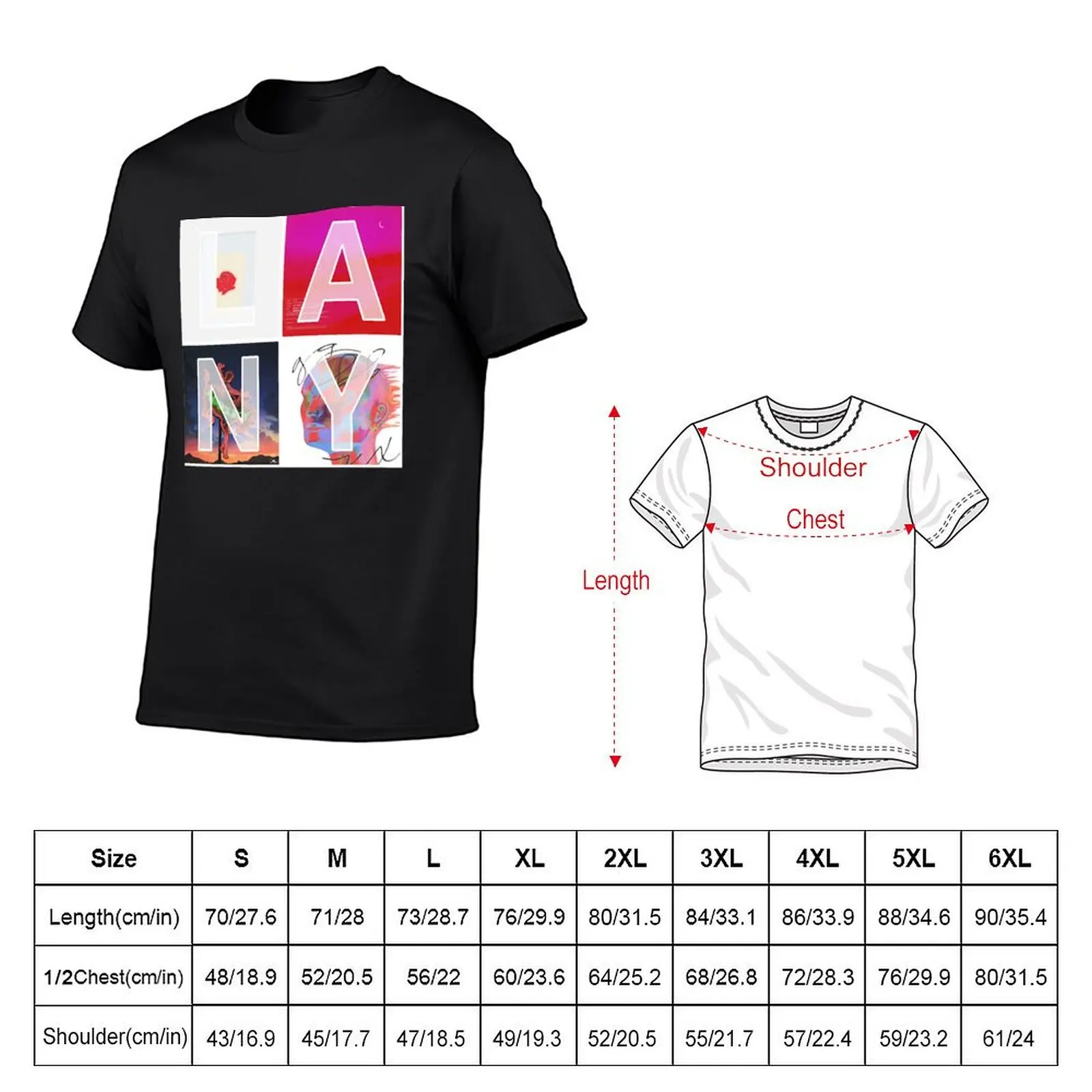 LANY album mosaic T-shirt heavyweights cute clothes quick drying vintage big and tall t shirts for men