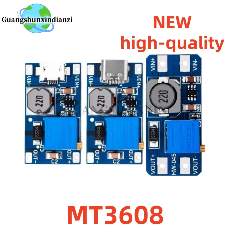 MT3608 /5/10PCS DC-DC Adjustable Boost Module 2A Boost Plate Step Up 2V-24V to 5V 9V 12V 28V