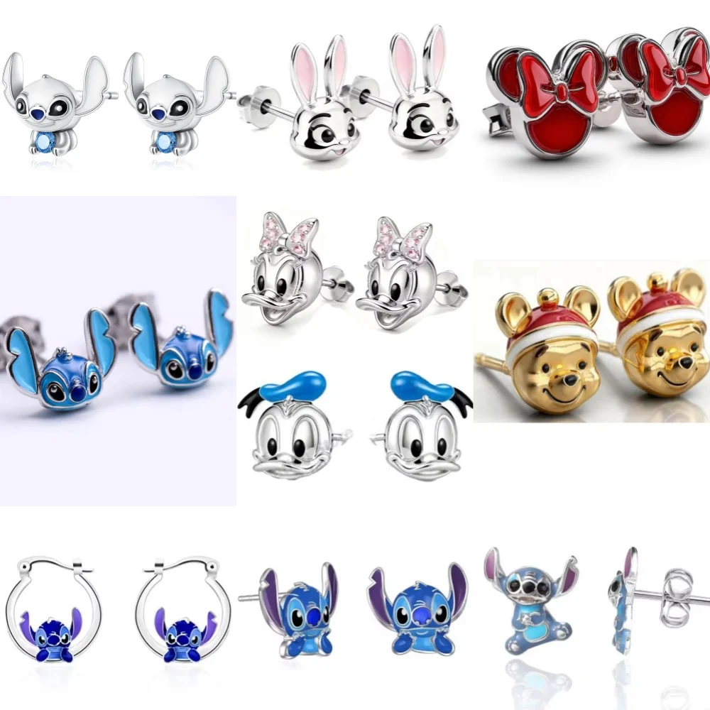 

2026 Hot Selling 925 Silver Cartoon Cute Duck, Teddy Bear Earrings,Suitable for European Women's Exquisite High-quality Jewelry
