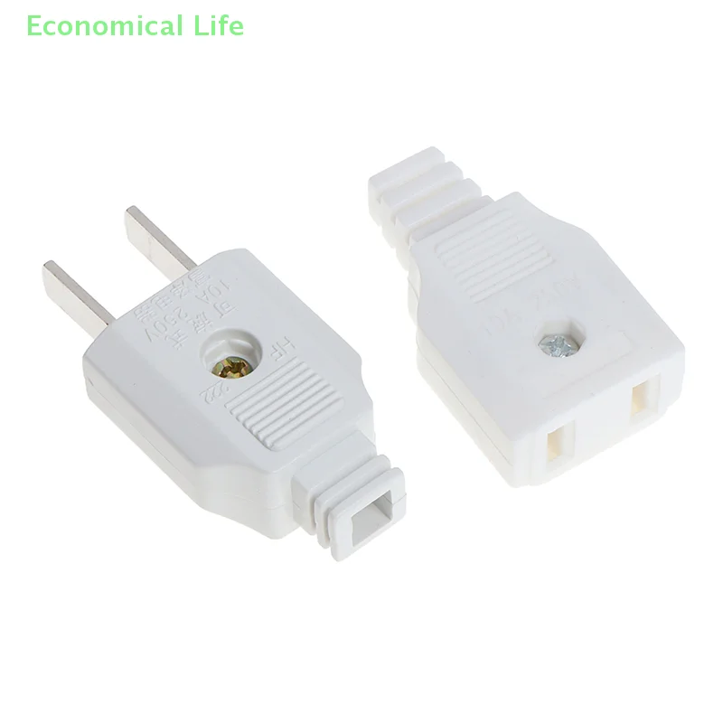 US 2 Flat Pin AC Electric Power Male Plug Female Socket Outlet Adapter Wire