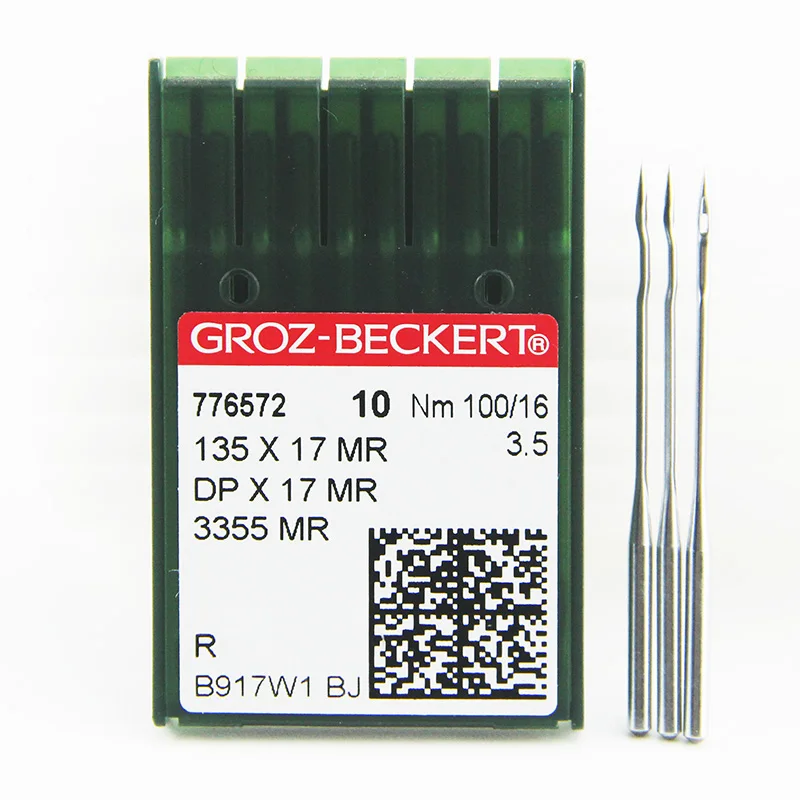DPX17MR Groz-Beckert إبر الخياطة المنحنية للظهر لآلة الخياطة الصناعية للمشي والقدم 3355 MR، 135X17 MR، 100 قطعة إبرة = 1 صندوق #5