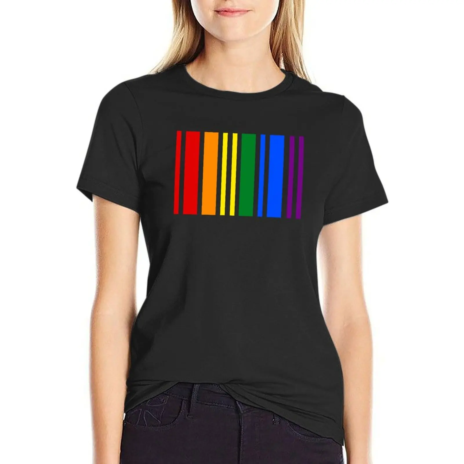 LGBT Rainbow Barcode - Pride DNA - Being Gay is in my DNA T-Shirt graphics oversized cute tops t shirt for Women