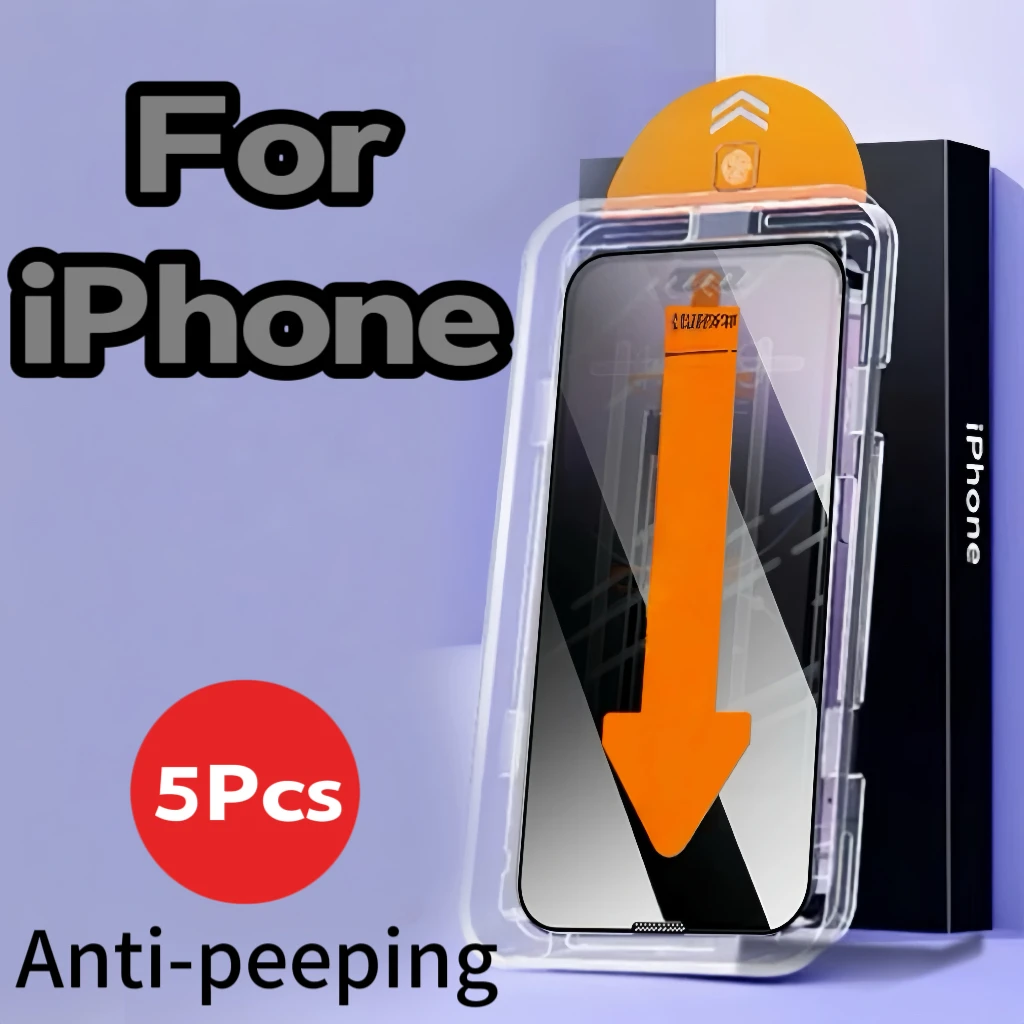 Anti-Spy 5 Stück gehärtetes Glas Displayschutzfolie für Apple iPhone 16e 16 Pro Max 15 14 13 12 Mini 11 XS XR Handy-Zugang