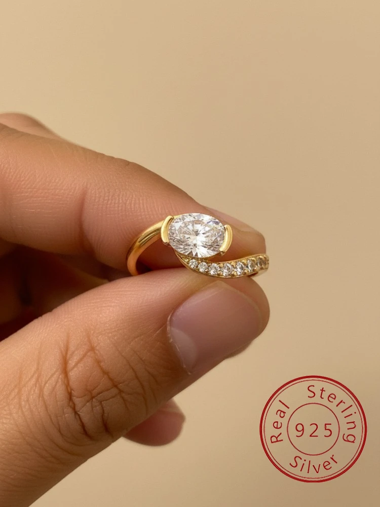 925er Sterlingsilber, modisch, schlichter Wassertropfen-Zirkon-Ring für Frauen, Hochzeit, Verlobung, hochwertiger, luxuriöser edler Schmuck