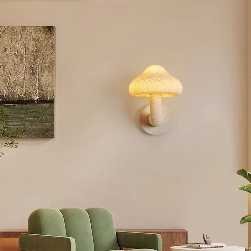الأوروبي الرجعية الأبيض الفطر على شكل الراتنج الألياف الزجاجية وحدة إضاءة LED جداريّة مصباح الإبداعية غرفة المعيشة دراسة غرفة نوم مطعم الشمعدانات أضواء #2