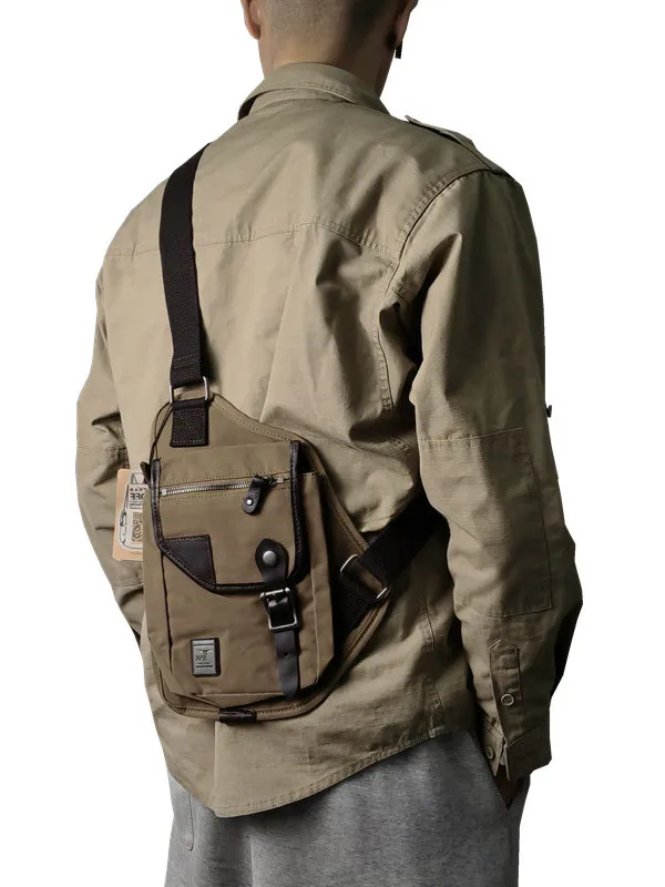 

Red Canvas Crossbody Bag with Multiple Carents Leather Eing Lamb Head Design Casual oulder Bag for Young Men