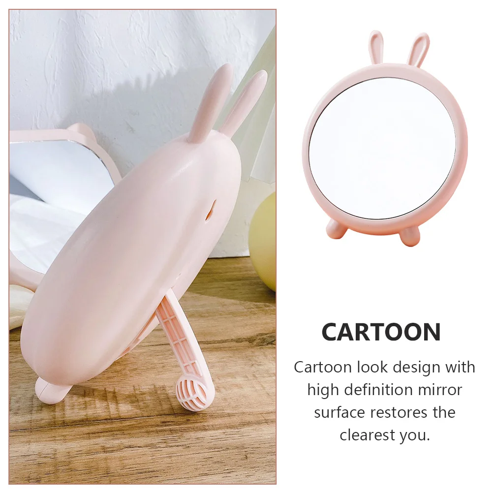 

Small Dresser Mirror Cartoon Design High Definition Durable for Makeup Skin Care Decent Gift Pink Desktop Mirror