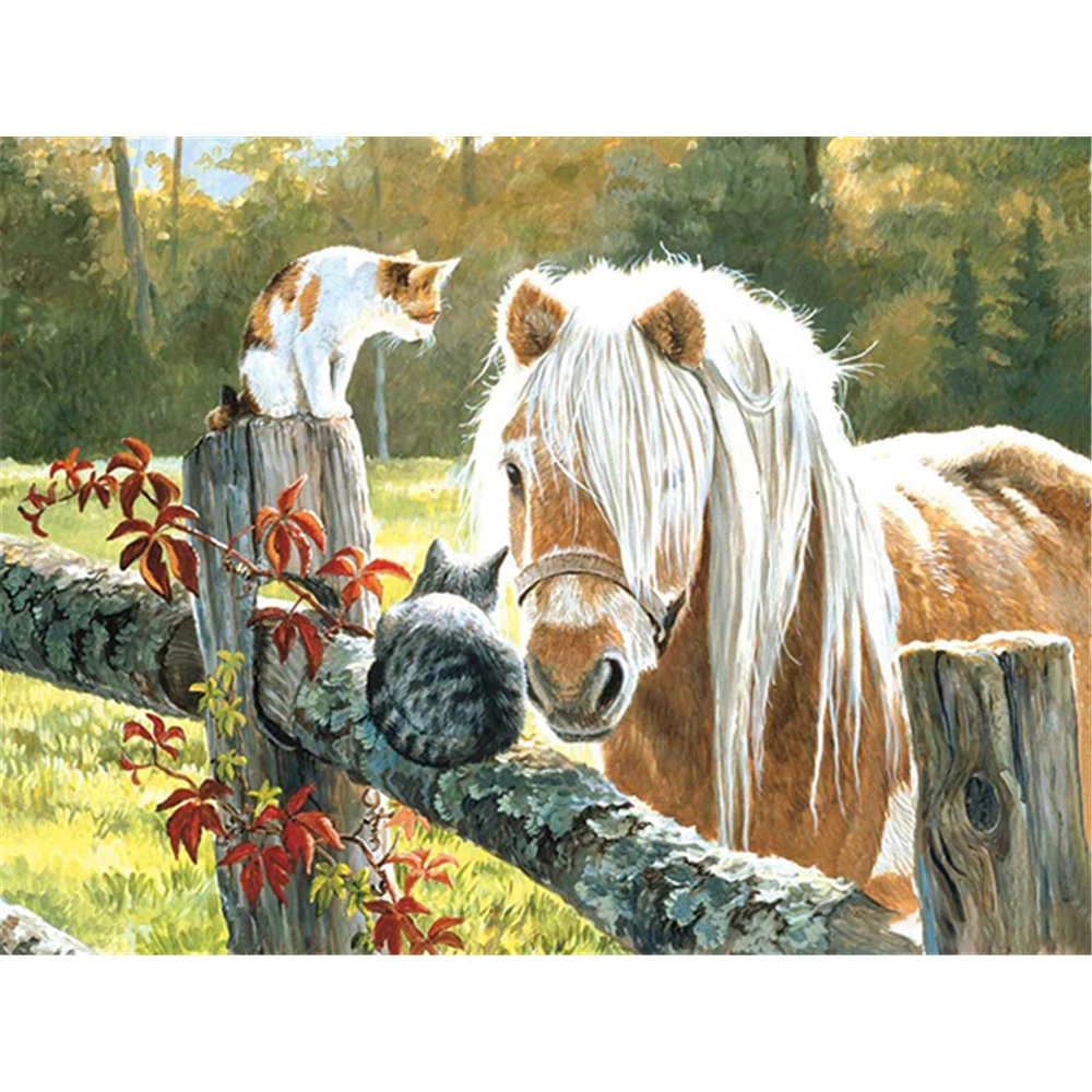 Animale Cavallo Fiore Fai da te Punto croce 11CT Kit da ricamo Ricamo Set artigianale Filo di cotone Tela stampata Commercio all\'ingrosso per la casa