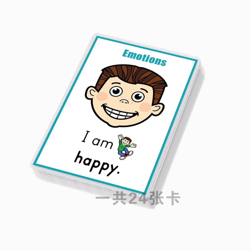 New 24Pcs/Set Baby Emotion Learning English Word Cards Game Montessori Flash Cards For Children Teacher Teaching Kids