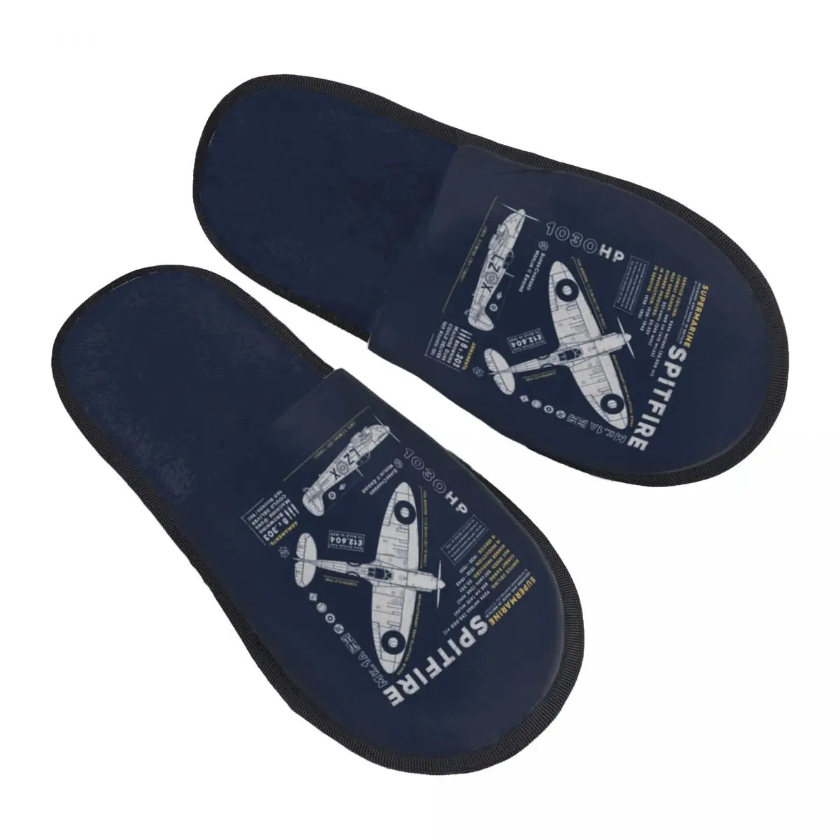 

Custom Supermarine Spitfire Memory Foam Slippers Women Soft Warm Fighter Pilot Aircraft Airplane Plane House Slippers