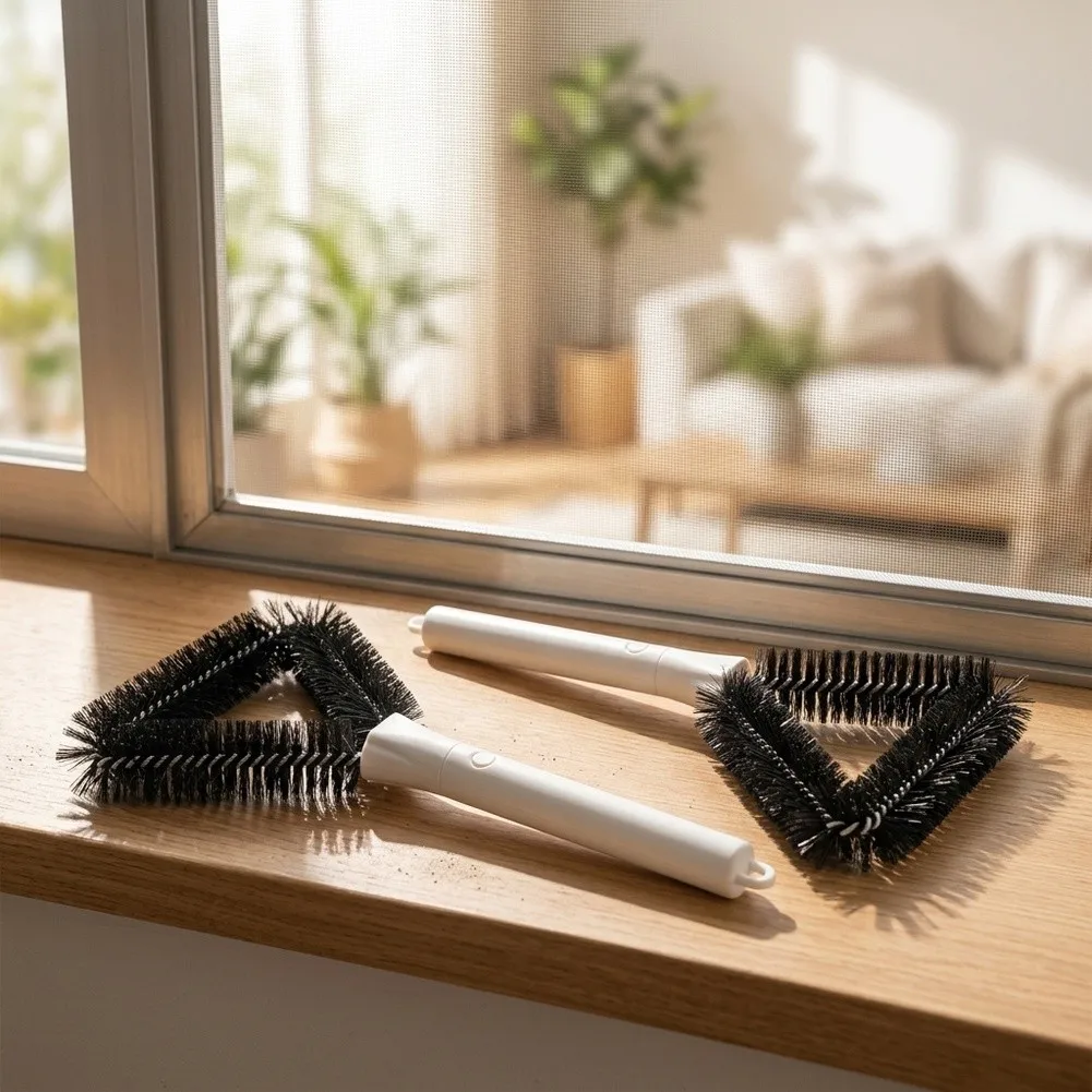 2pcs Window Screen Cleaning Brush Plastic Handle No-Disassembly Dust Removal Tool Deep Cleaning For Home Use