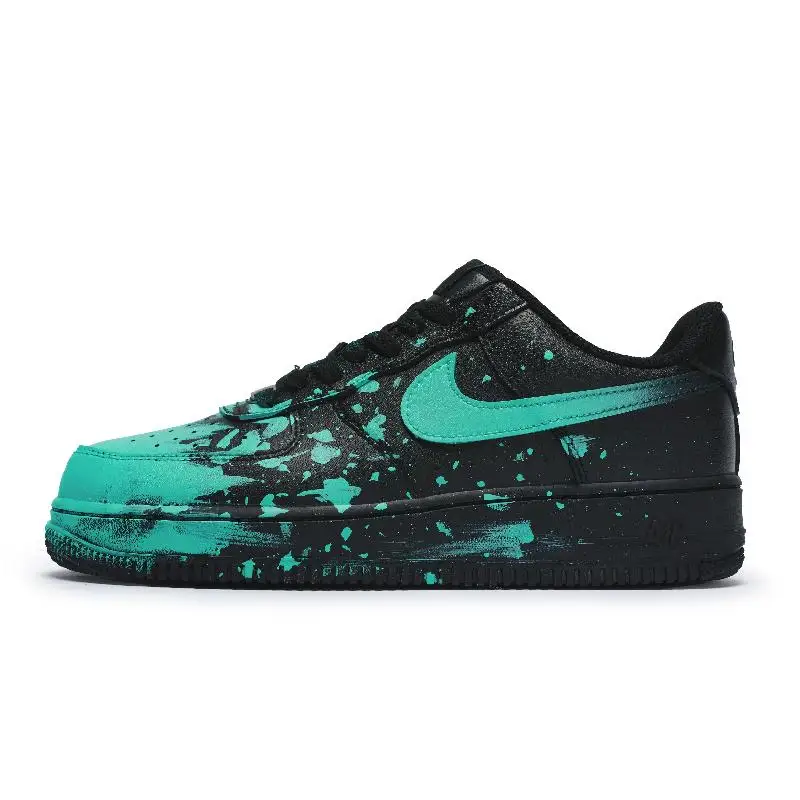 【Customize】Nike Air Force 1 Skateboarding Shoes Unisex Low-top Cyan/black Sneakers shoes CW2288-001