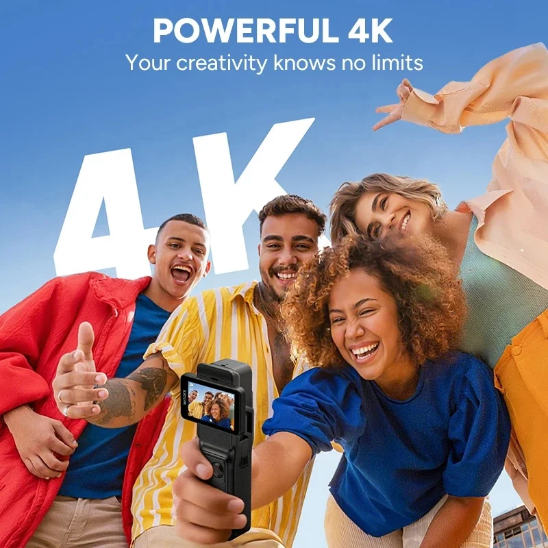 Genuine 4K Pocket Gimbal Vlog Camera | WiFi Sports DV, 330° Rotatable Lens, Loop Recording for Women & Girls