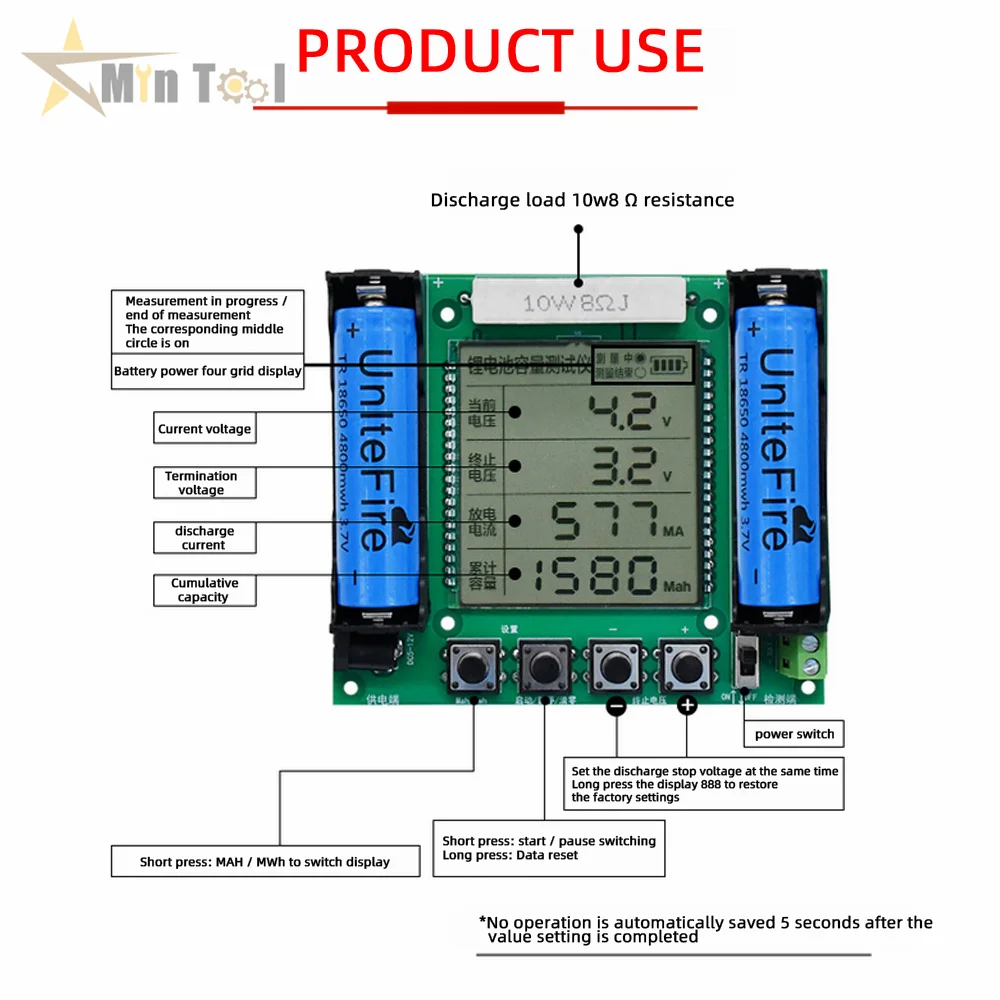 XH-M240/XH-M239/wyświetlacz LCD typu C Tester pojemności baterii MAh MWh 18650 bateria litowa cyfrowy pomiar baterii litowej