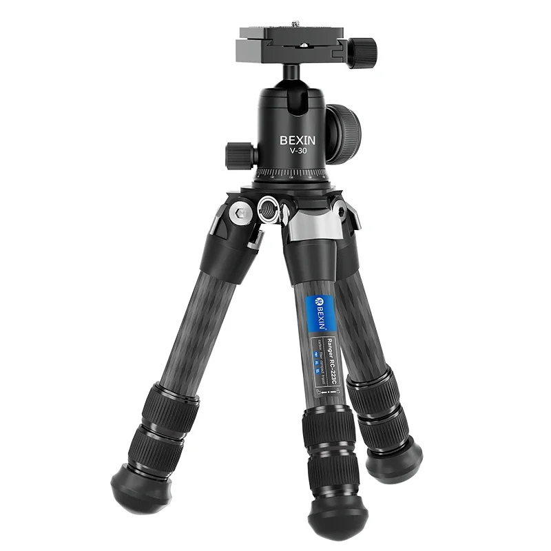 

Mini Carbon Fiber Tripod Compact Lightweight Portable Tabletop Tripods with Handle Ball Head Max Load 8kg for DSLR Camera Phone