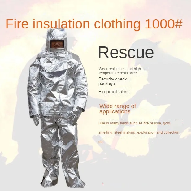 

High Quality 1000 Degree Thermal Radiation Heat Resistant Aluminized Suit Fireproof Clothes firefighter uniform