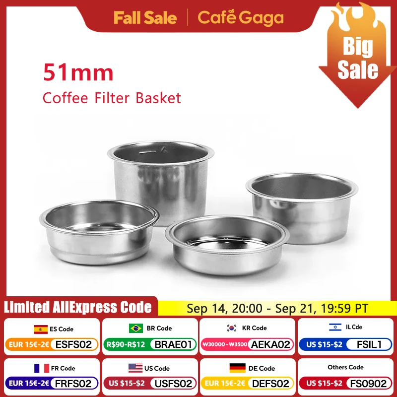 

51mm Coffee Filter Basket For Delonghi EC680 EC685 Replacement Stainless Steel For Bottomless Portafilter Espresso Accessories